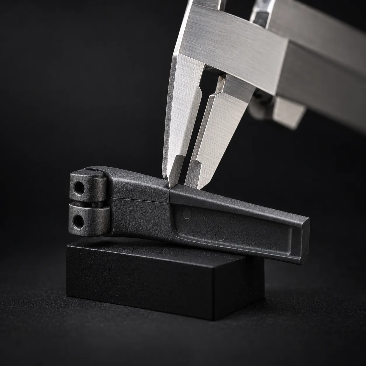 Calipers measuring a moulded part
